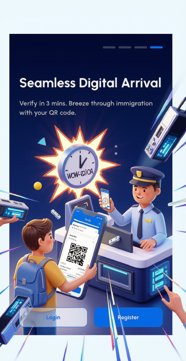 หน้าจอแอป THIM: การเดินทางเข้าแบบดิจิทัลพร้อม QR code