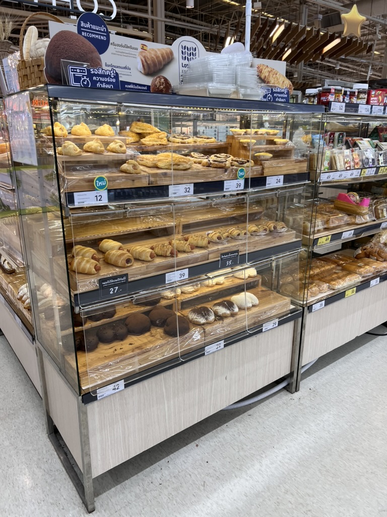 Sweet bakery pastries in a Thai supermarket