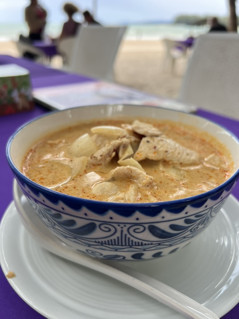 Tom kha soup beach dining Thailand