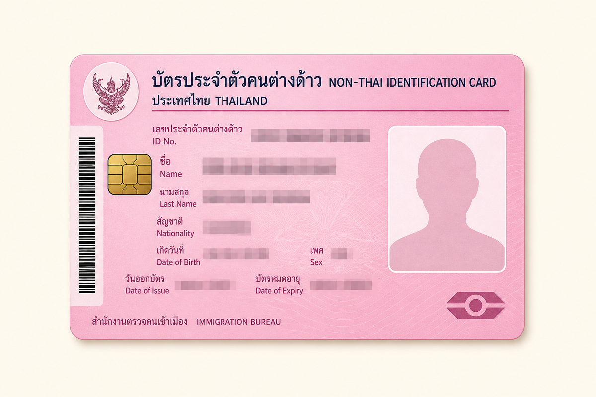 Illustrative pink foreigner ID card